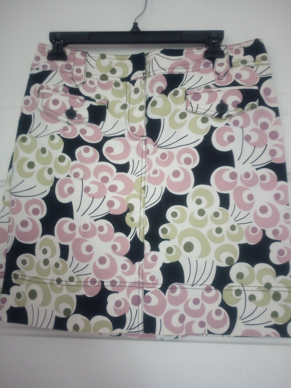 LOFT Lavender, Olive & Black Print Skirt